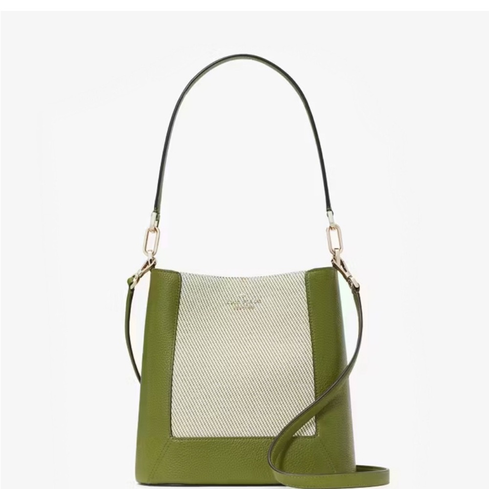 NWT Kate Spade Kelp Forest Lena Canvas Colorblock Bucket Bag